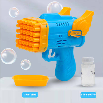 Bubblerainbow 42 Hole Angel Wing Automatic Bubble Blowing Bubble Gun Launcher Toy Yellow