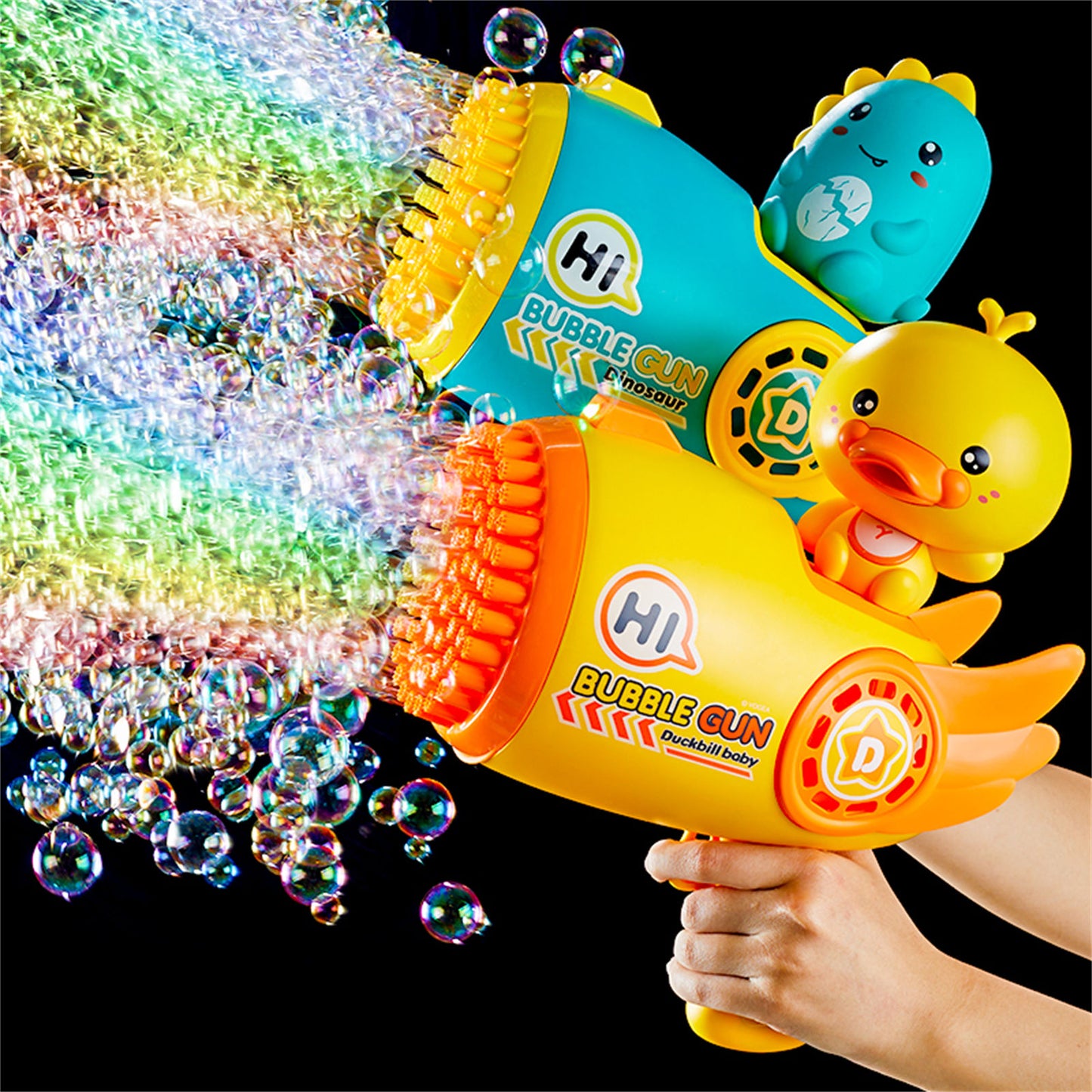 Bubblerainbow Pink Rabbit 69-Hole Automatic Bubble Gun Toy Outdoor Soap Cartoon Machine