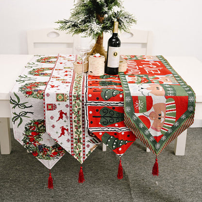 Christmas Table Runner thickened knitted Dining Tablecloth Xmas Party Decor(Elk)