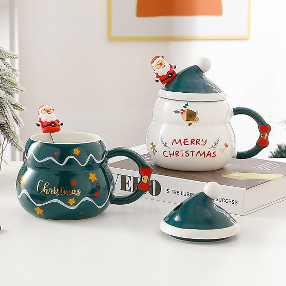 Christmas Cup Gift Box Ceramic Mug Set Mug Gift Set Christmas Coffee Cup(Bell)