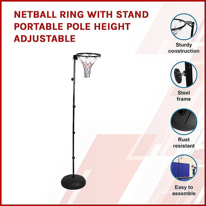 Netball Ring with Stand Portable Pole Height Adjustable