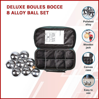 Deluxe Boules Bocce 8 Alloy Ball Set