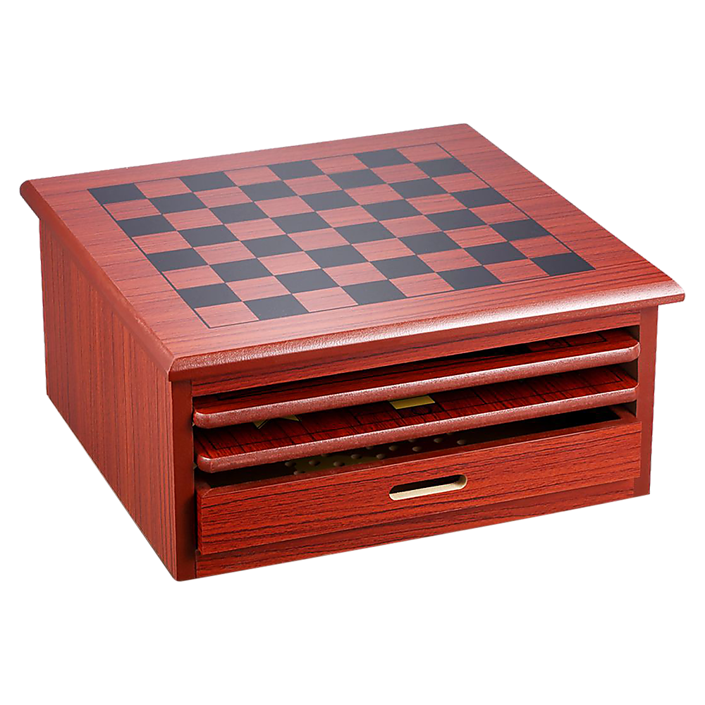 10 in 1 Wooden Chess Board Games Slide Out Checkers House Unit Set